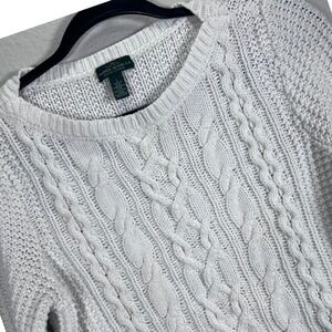 Lauren Jeans Co. Cable‎ Knit Sweater Crewneck Cotton Blend White 
Women's large